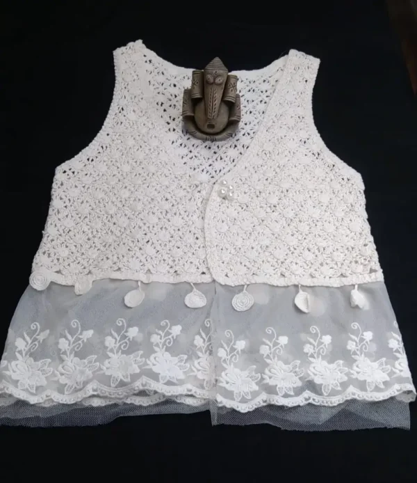 Stylish Handcrafted Crop Top (Off White)