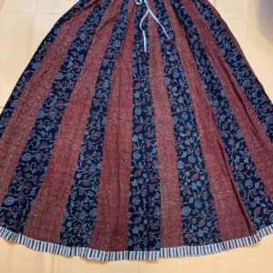 Printed Long Skirt (Navy Blue & Maroon)