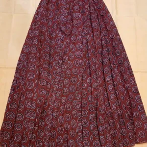 Printed Long Skirt (Maroon)