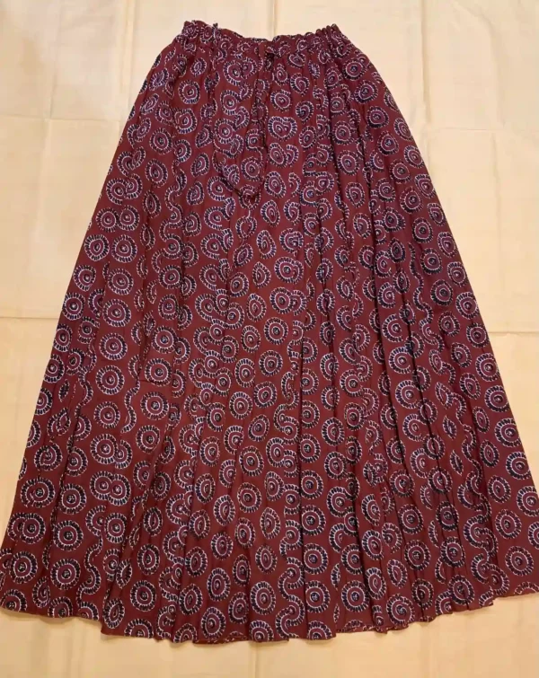 Printed Long Skirt (Maroon)