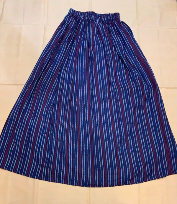 Long Skirt (White, Blue & Maroon Stripe)